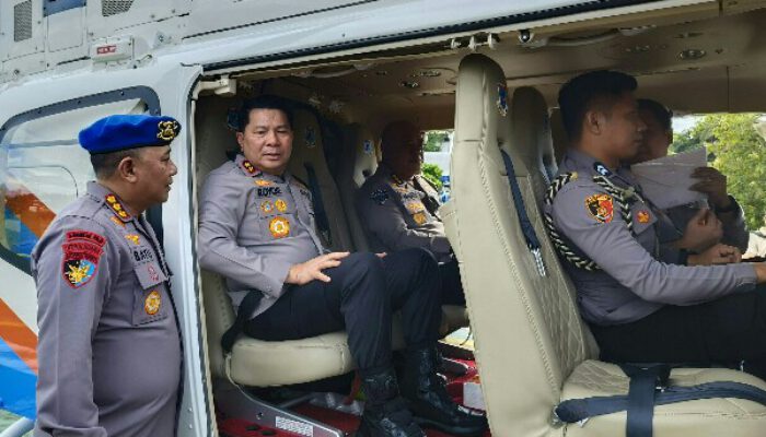 Gunakan Heli Bell 429/P-3202, Kapolda Sulut Lakukan Pantauan Lalin Kota Manado dan Kabupaten Minsel